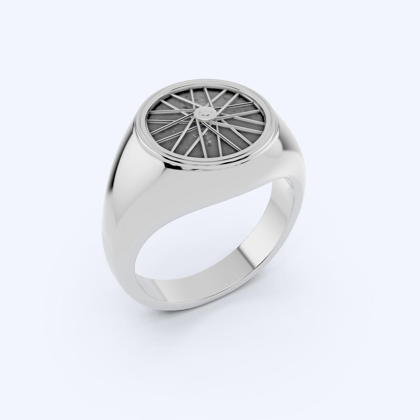 Wheel Signet Ring 925 Silver