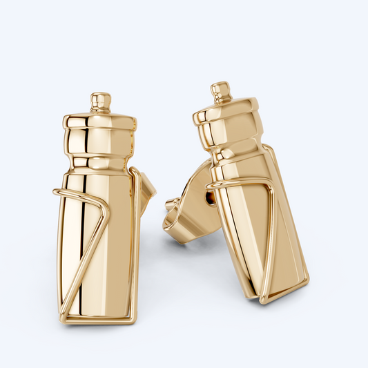 Bottle Stud Earrings 375 Yellow Gold