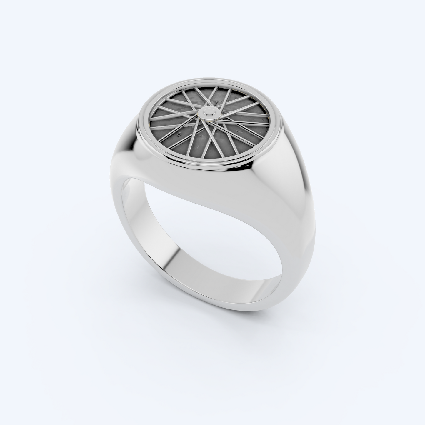 Wheel Signet Ring 925 Silver