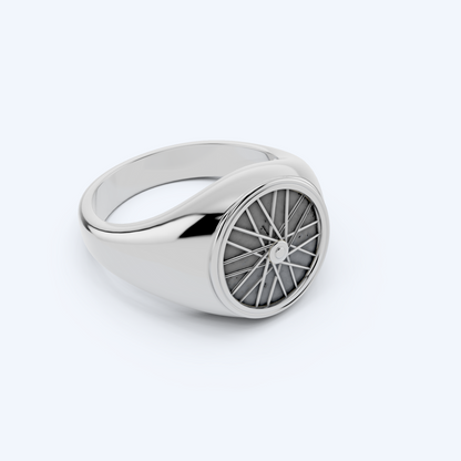 Wheel Signet Ring 925 Silver